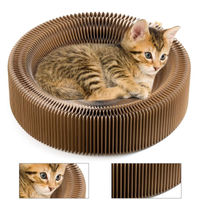 Produktbild von Welikera Katzenkratzbett aus Wellpappe rund und zusammenklappbar für Katzen und Kitten