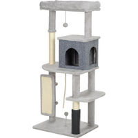 Produktbild von Welikera Kratzbaum für Katzen in Hellgrau mit Haus, Bett und Sprungplattformen 132 cm