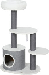 Welikera Kratzbaum für Katzen mit Katzenhöhle, Katzenbett und Sisal-Pfosten in Weiß und Grau – Bild 1 von 2