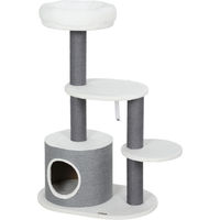 Produktbild von Welikera Kratzbaum für Katzen mit Katzenhöhle, Katzenbett und Sisal-Pfosten in Weiß und Grau