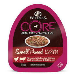 Produktbild von Wellness CORE Small Breed Savoury Medleys Hundefutter Pastete mit Huhn und Rind, getreidefrei, 12 x 85 g - 12 x 85 g