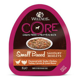Produktbild von Wellness CORE Small Breed Savoury Medleys Hundepaté mit Hühnerfleisch, Putenfleisch, Möhren und grünen Bohnen getreidefrei 12 x 85 g - 12 x 85 g