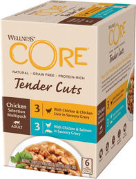 Wellness CORE Tender Cuts Nassfutter für erwachsene Katzen Huhn und Lachs Selection Mix 6 x 85 g getreidefrei - 6 x 85 g – Bild 1 von 5