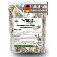 Produktbild von WEPO Kaninchenohren mit Fell als hypoallergenes Hundeleckerli für alle Altersstufen und Größen