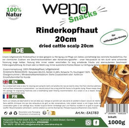 WEPO Rinderkopfhaut Kausnack für Hunde aus Rind ohne Farb- und Aromastoffe sowie Konservierungsstoffe 1kg – Bild 1 von 5