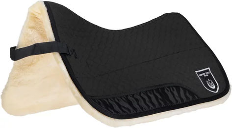Werner Christ Dressur Schabracke Quantum mit echtem Lammfell in Schwarz für Warmblut – Bild 1 von 8