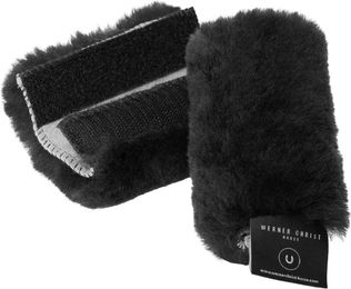 Werner Christ Horse Paar Backenstückbezüge aus echtem Lammfell mit Reißverschluss Schwarz 11 cm – Bild 1 von 2