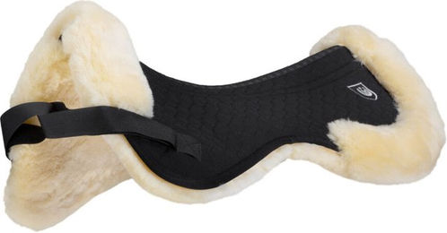 Werner Christ Lammfell Sattelpad mit Rand anatomisches Sattelkissen aus echtem Fell Schwarz Warmblut – Bild 1 von 11