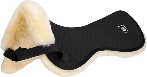 Werner Christ Lammfell Sattelpad Standard Sattelunterlage für Warmblut in Schwarz und Natur – Bild 1 von 10