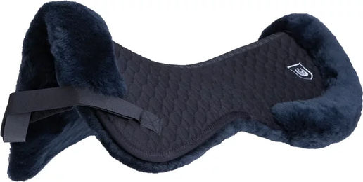 Werner Christ Sattelpad Rand Standard aus echtem Lammfell für Warmblut Pferde Schwarz-Grau – Bild 1 von 6