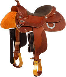 Produktbild von Westwood Classic Reining Reitsattel aus Leder in Braun und Orange mit Big Butterfly