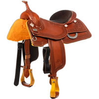 Produktbild von Westwood Classic Reitstuhl aus Leder mit gepolstertem Sitzrand in Braun und Orange