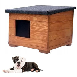 Wetterfeste Hundehütte aus Holz für kleine Hunde und Katzen in Braun – Bild 1 von 6