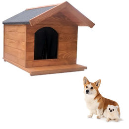 Wetterfeste und isolierte Hundehütte aus Holz in Braun von QLS – Bild 1 von 4