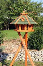 Wetterfestes Vogelhaus XL aus Holz mit Ständer in sechseckiger Form – Bild 1 von 1