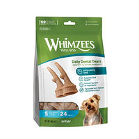 Produktbild von Whimzees Antler Geweih Kausnack für kleine Hunde Junior ohne tierisches Protein 360 g - 24 x 360 g