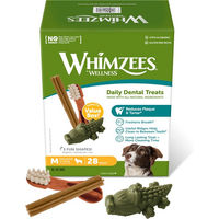 Produktbild von Whimzees Variety Value Box Zahnpflege-Snack für Hunde Größe M 28 Stück glutenfrei ohne tierisches Protein