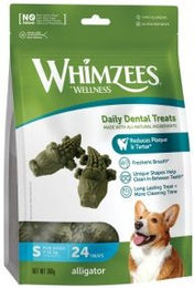 Whimzees Zahnpflege-Snack Alligator für kleine Hunde Junior ohne tierisches Protein 360 g - 24 x 15 g – Bild 1 von 12