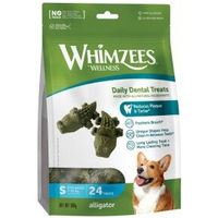 Produktbild von Whimzees Zahnpflege-Snack Alligator für kleine Hunde Junior ohne tierisches Protein 360 g - 24 x 15 g