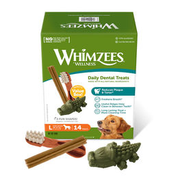 Whimzees Zahnpflege-Snacks für Hunde Junior Variety Value Box Größe L ohne tierisches Protein 14 Stück – Bild 1 von 12