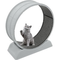 Produktbild von Whis Katzen Laufrad Grau mit weichem Teppich und geräuscharmem Rollendesign aus PP und Harz