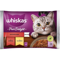 Produktbild von Whiskas Adult Katzenfutter Geflügel mit Rind und Huhn Stückchen in Gelee ohne Farb- und Aromastoffe sowie Konservierungsstoffe 340g - 20 x 85 g