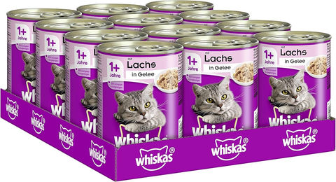 Whiskas Adult Katzenfutter Lachs Stückchen in Gelee 12x400g - 12 x 400 g – Bild 1 von 2