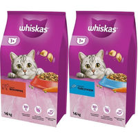 Produktbild von Whiskas Adult Katzenfutter Set mit Rindfleisch und Gemüse sowie Thunfisch und Gemüse 2x 14 kg - 2 x 14 kg