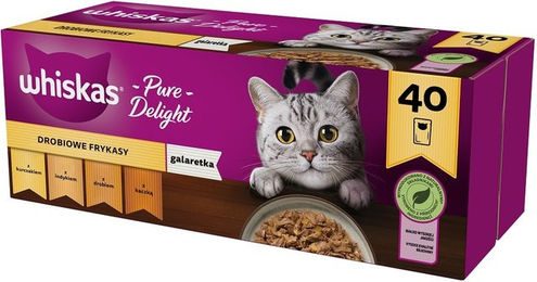 Produktbild von Whiskas Adult Katzenfutter Stückchen in Gelee Huhn Ente Pute 4x85g