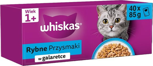 Produktbild von Whiskas Adult Katzenfutter Stückchen in Gelee mit Lachs, Thunfisch, Kabeljau und Weißfisch 4x85 g