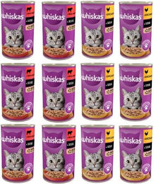 Produktbild von Whiskas Adult Katzenfutter Stückchen in Soße Huhn und Rind 12x400 g