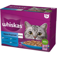 Produktbild von Whiskas Adult Katzennassfutter Fisch Mix mit Lachs, Thunfisch und Kabeljau in Gelee, 12x85g - 12 x 85 g