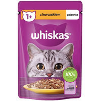 Produktbild von Whiskas Adult Nassfutter für erwachsene Katzen mit Huhn in Gelee 2 x 85g - 56 x 85 g