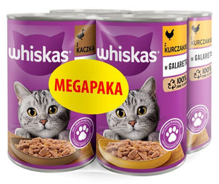 Whiskas Adult Nassfutter für erwachsene Katzen mit Huhn und Ente Stückchen in Gelee 4x400 g – Bild 1 von 2