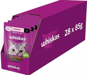 Whiskas Adult Nassfutter für Katzen Lachs Stückchen in Sauce 28x85g - 28 x 85 g – Bild 1 von 9