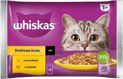 Whiskas Adult Nassfutter für Katzen mit Huhn und Truthahn in Sauce, 13 x 85g Beutel - 52 x 85 g – Bild 1 von 2
