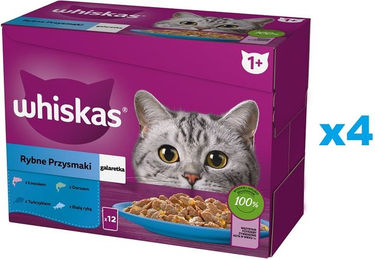 Whiskas Adult Nassfutter für Katzen mit Lachs, Thunfisch und Kabeljau in Gelee, 48 x 85g - 48 x 85 g – Bild 1 von 4