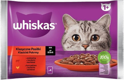 Produktbild von Whiskas Adult Nassfutter für Katzen mit Rind und Huhn in Sauce 4x85g - 4 x 85 g