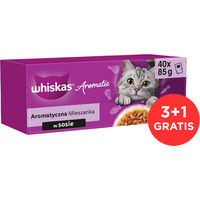 Produktbild von Whiskas Adult Nassfutter für Katzen mit Schwein, Huhn, Lachs und Erbsen in Sauce 120 x 85 g