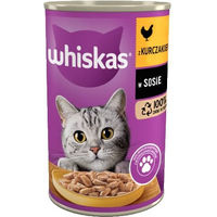 Produktbild von Whiskas Adult Nassfutter Mix Huhn und Rind Stückchen in Soße für Katzen 400g - 400 g