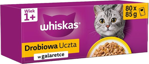 Whiskas Adult Nassfutter Stückchen in Gelee Huhn Ente Geflügel Pute für Katzen 80x85g - 80 x 85 g – Bild 1 von 5