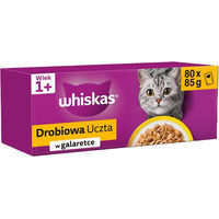 Produktbild von Whiskas Adult Nassfutter Stückchen in Gelee Huhn Ente Geflügel Pute für Katzen 80x85g - 80 x 85 g