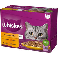 Produktbild von Whiskas Adult Nasskatzenfutter Stückchen in Gelee Huhn Ente Geflügel 12x85g - 12 x 85 g