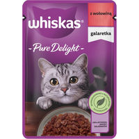 Produktbild von Whiskas Adult Pure Delight Katzen Nassfutter Rindfleischstücke in Gelee für ausgewachsene Katzen 85 g