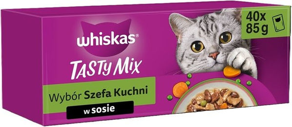Whiskas Adult Tasty Mix Nassfutter für ausgewachsene Katzen Stückchen in Sauce 40x85 g – Bild 1 von 7