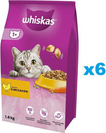 Whiskas Adult Trockenfutter Huhn für ausgewachsene Katzen ohne Farb- und Aromastoffe - 6 x 1,4 kg – Bild 1 von 8