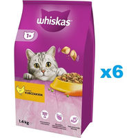 Produktbild von Whiskas Adult Trockenfutter Huhn für ausgewachsene Katzen ohne Farb- und Aromastoffe - 6 x 1,4 kg