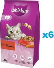 Whiskas Adult Trockenfutter mit Rind für ausgewachsene Katzen 6x1,4 kg Beutel ohne Farb- und Aromastoffe - 6 x 1,4 kg – Bild 1 von 5