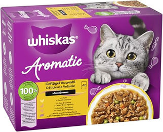 Whiskas Aromatic Nassfutter für Katzen Adult Geflügel Auswahl Stückchen in Sauce 48 x 85g - 48 x 85 g – Bild 1 von 10