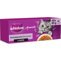 Produktbild von Whiskas Aromatic Selection Katzen Nassfutter Adult Stückchen in Sauce Mix Huhn Fisch Lachs 40x85g